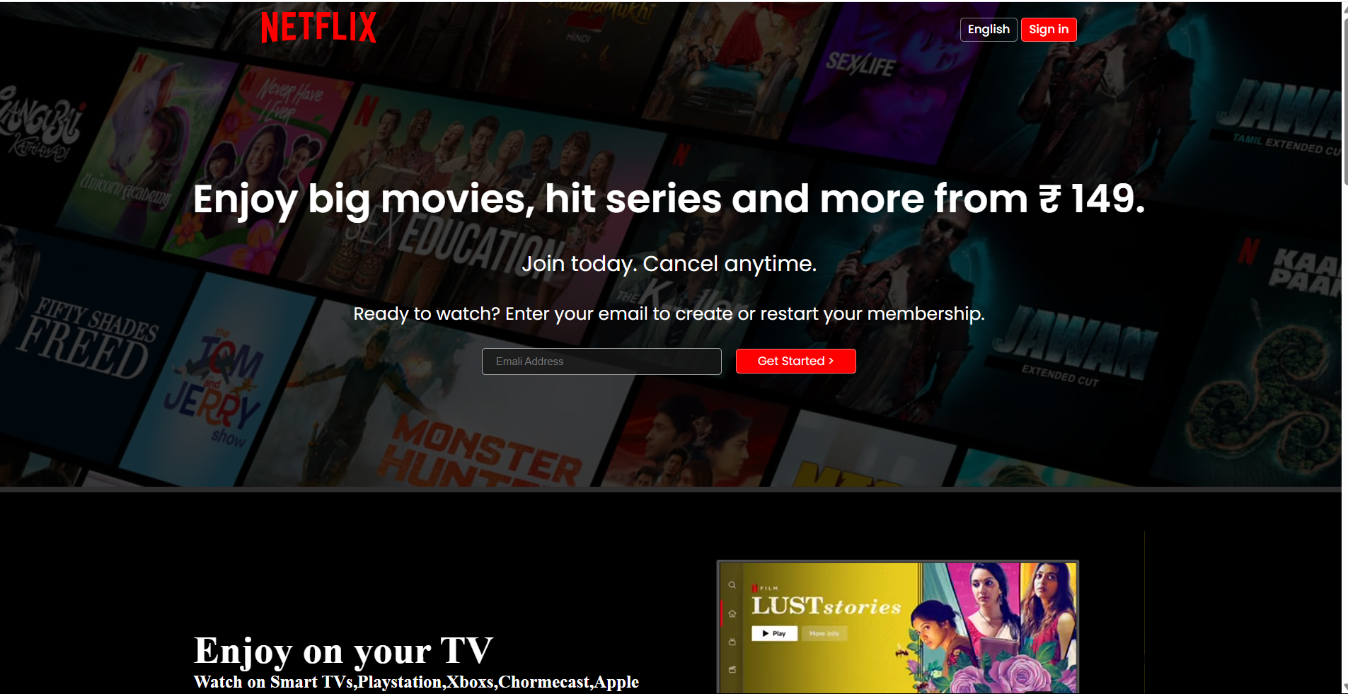Netflix Landing Page